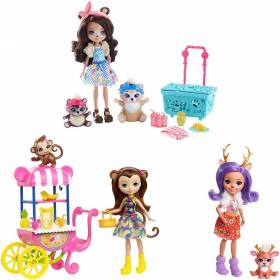 Enchantimals Pack de 3 muñecas con mascotas, Picnic en el parque 