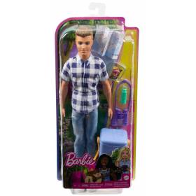 Barbie Cosa de dos Ken de camping Muñeco rubio con camisa de cuadros vaqueros y accesorios de Mattel