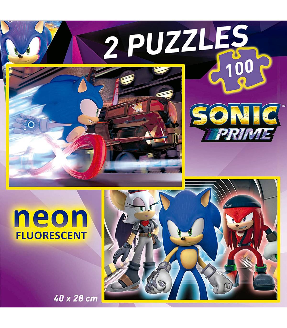Puzzle Educa 2x100 Pecas Sonic Prime Neon 19629 - Americana